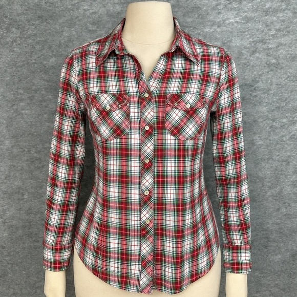 Abercrombie & Fitch Tops - Abercrombie & Fitch Womens Western Shirt Size Medium Plaid Pearl Snaps